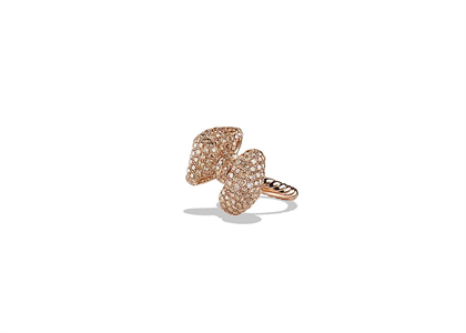 Rose Gold Plated Champagne CZ Studded Ladies Bow Ring